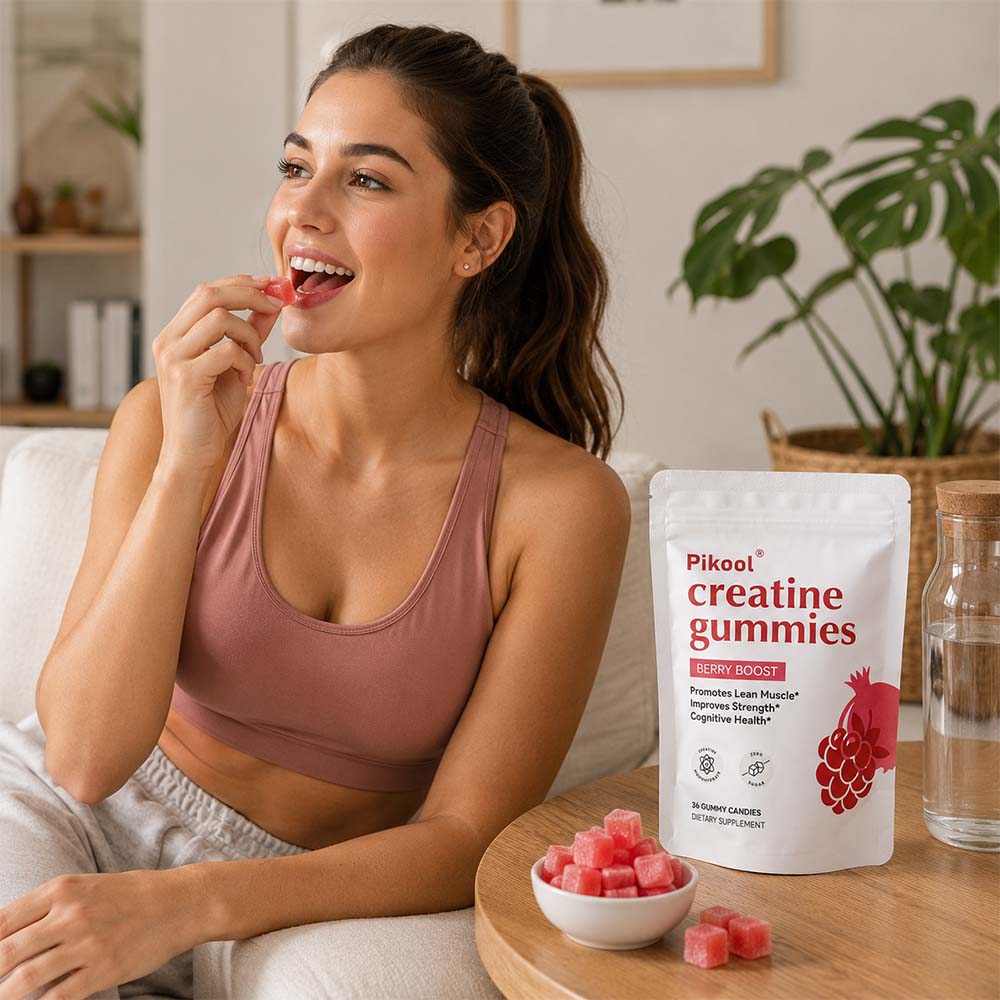 VBoost SHOP Pikool Creatine Monohydrate Gummies, Berry Flavor - Support Muscle Growth, Strength & Workout Recovery