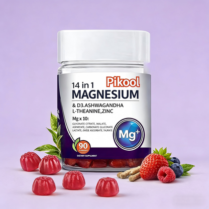 VBoost SHOP Pikool Magnesium Gummies - Multi-Ingredient Formula for Stress Relief, Sleep, Muscle Relaxation & Mood Balance