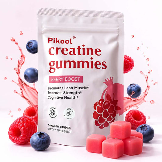 VBoost SHOP Pikool Creatine Monohydrate Gummies, Berry Flavor - Support Muscle Growth, Strength & Workout Recovery
