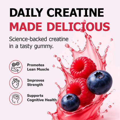 VBoost SHOP Pikool Creatine Monohydrate Gummies, Berry Flavor - Support Muscle Growth, Strength & Workout Recovery