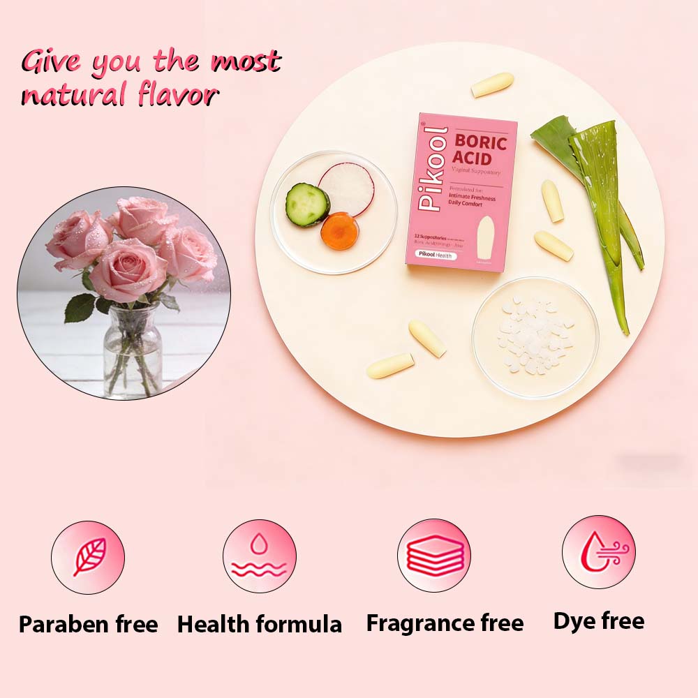 VBoost SHOP Pikool Women Boric Acid Suppositories: Fast Odor Relief & pH Balance for Confident Feminine Care
