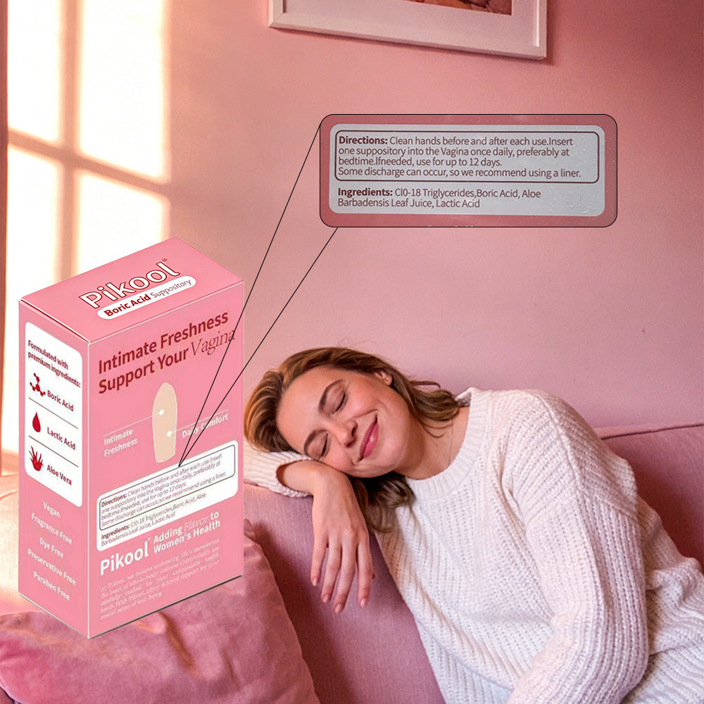 VBoost SHOP Pikool Women Boric Acid Suppositories: Fast Odor Relief & pH Balance for Confident Feminine Care
