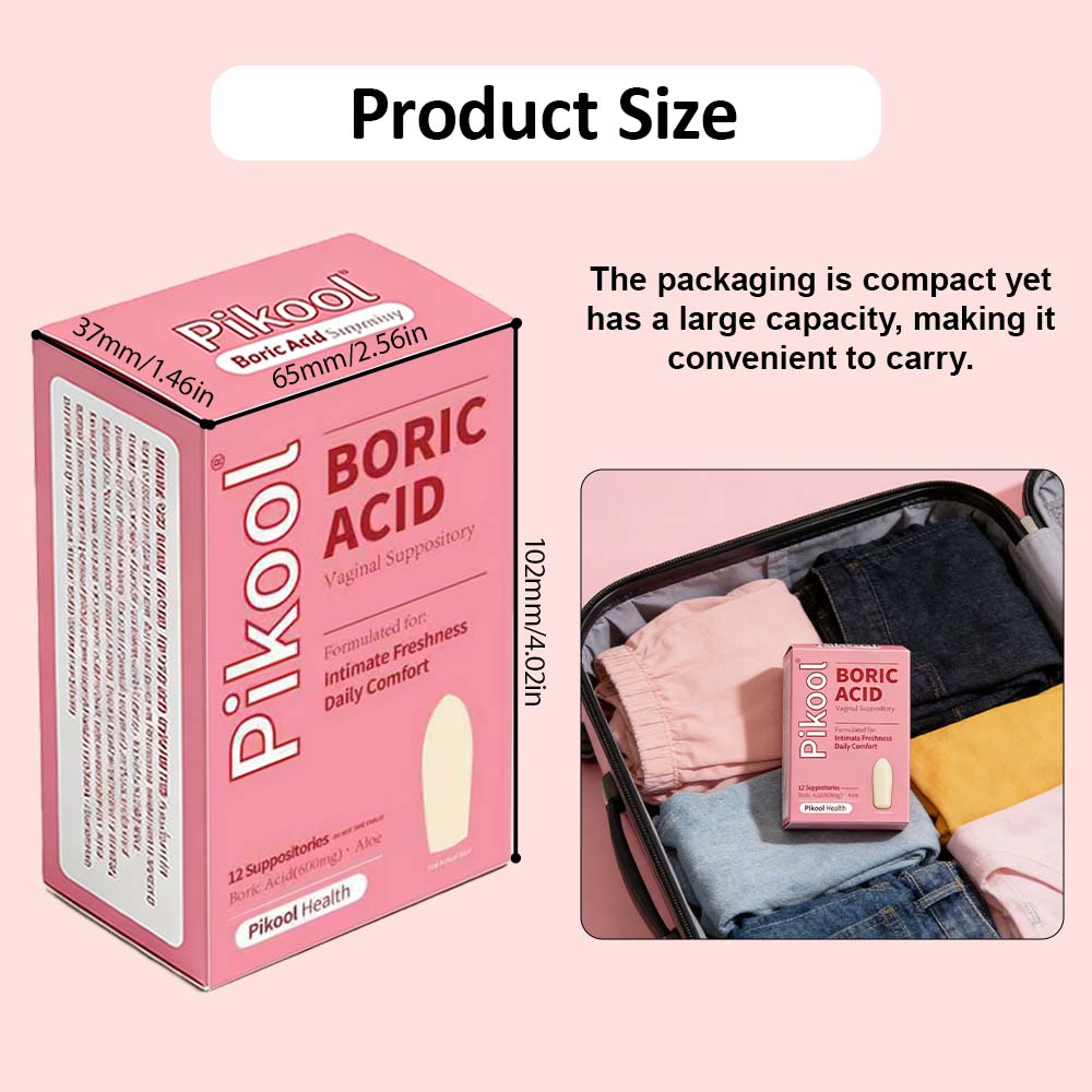 VBoost SHOP Pikool Women Boric Acid Suppositories: Fast Odor Relief & pH Balance for Confident Feminine Care
