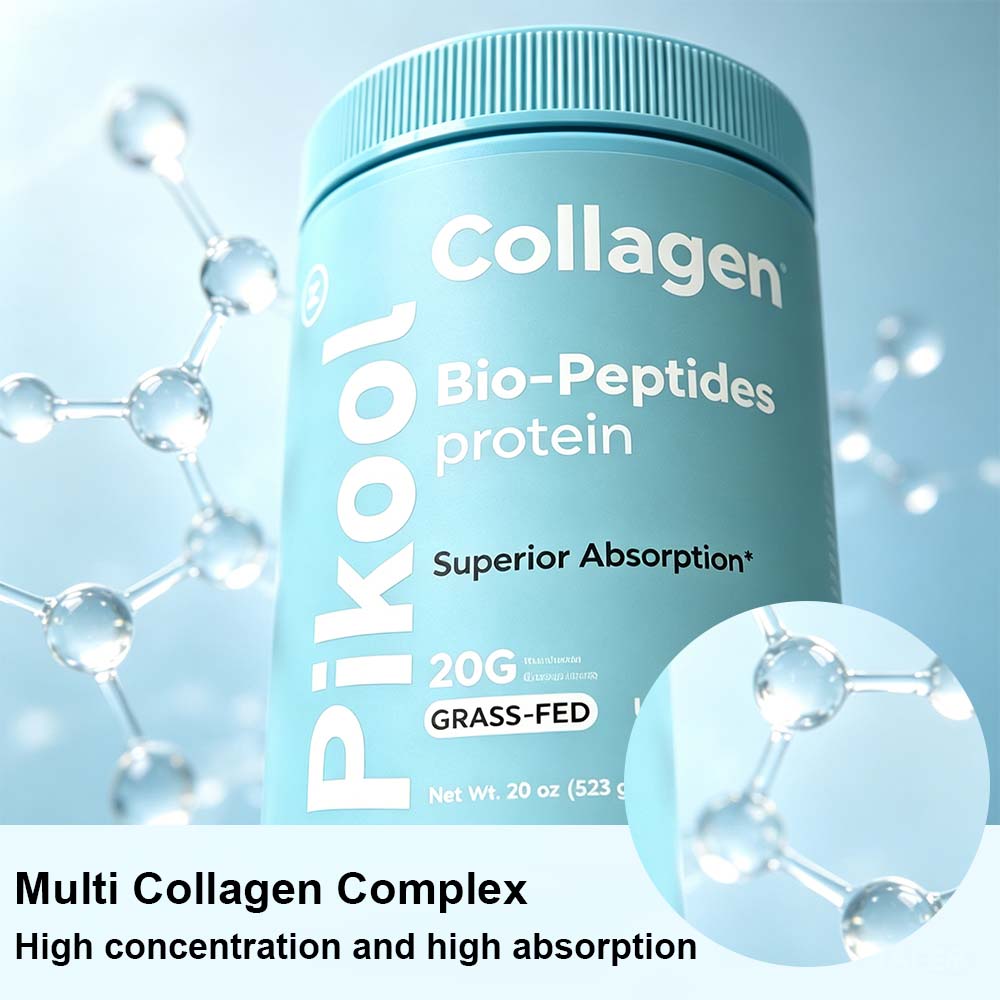 VBoost SHOP Pikool Multi Collagen Peptides Powder, Premium Multi-Type Collagen Protein for Skin Hair Nail Joint & Muscle Health Daily Wellness Supplement
