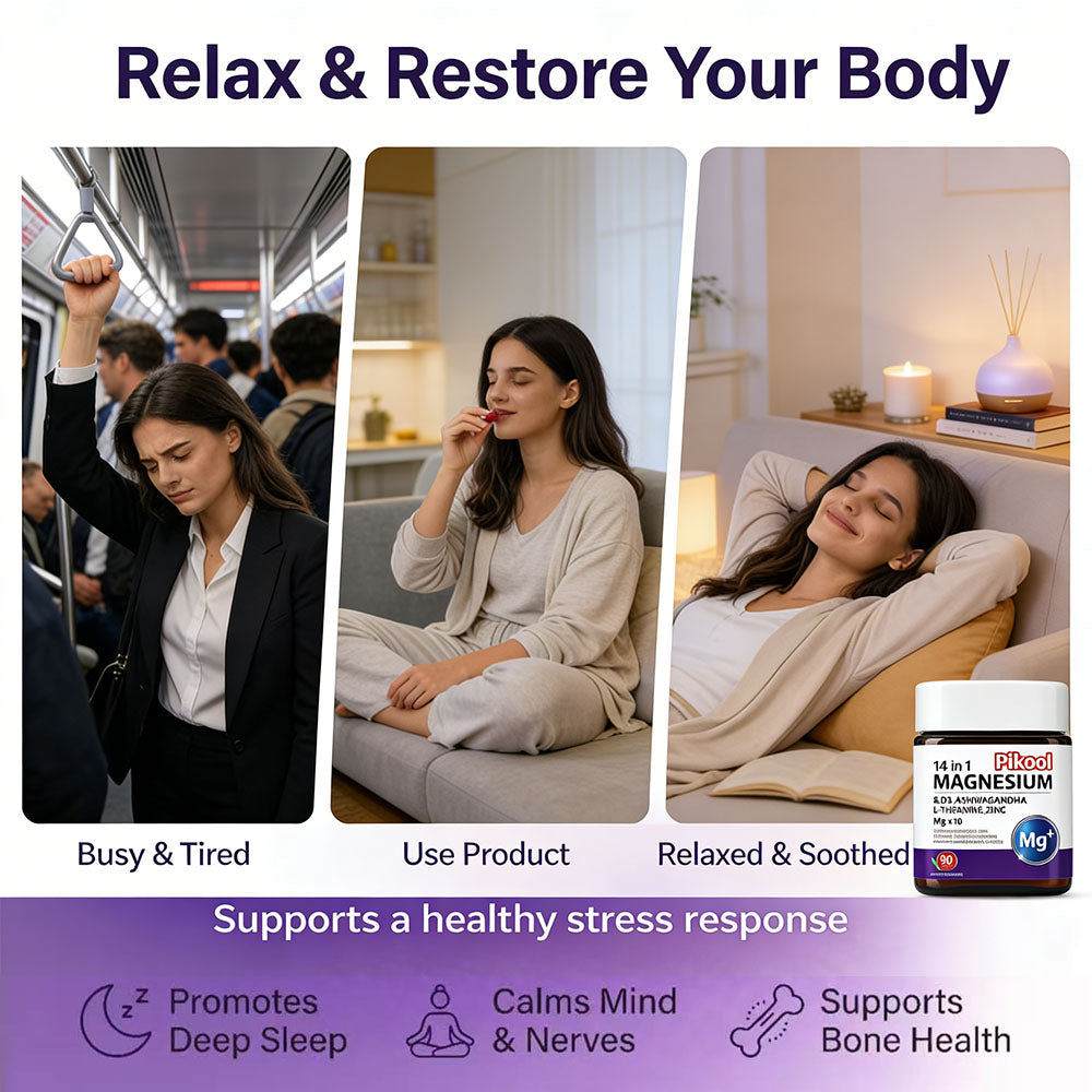VBoost SHOP Pikool Magnesium Gummies - Multi-Ingredient Formula for Stress Relief, Sleep, Muscle Relaxation & Mood Balance